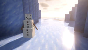 Minecraft Snow Golem Standing Proud In A Snowy Biome Wallpaper