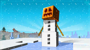 Minecraft Snow Golem Standing Tall In A Snowy Biome Wallpaper