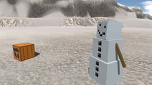 Minecraft Snow Golem Standing Tall In A Snowy Landscape Wallpaper