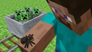 Minecraft Spider Lurking Under The Moonlight Wallpaper