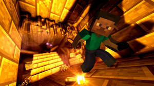 Minecraft Steve Ender Dragon Dungeon Wallpaper