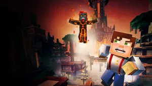 Minecraft Story Mode Adventure Scene Wallpaper
