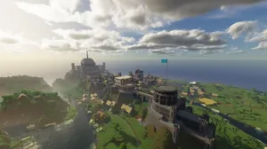 Minecraft Survival Adventure In Beautiful Landscape Wallpaper