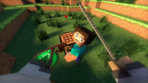 Minecraft Survival Adventure In Lush Forest Wallpaper