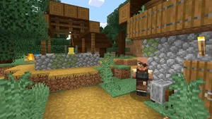 Minecraft Villager Exploring The Forest Wallpaper