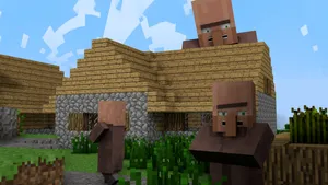 Minecraft Villager In Action Wallpaper