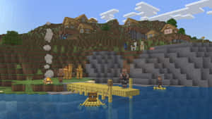 Minecraft Villagers Exploring Their Village Wallpaper