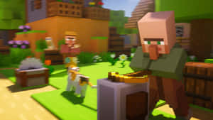 Minecraft Villagers Gathered Together Wallpaper