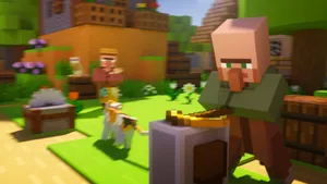 Minecraft Villagers Gathered Together Wallpaper