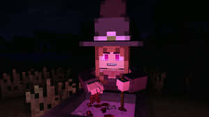 Minecraft Witch Brewing Potions In A Dark Forest Wallpaper