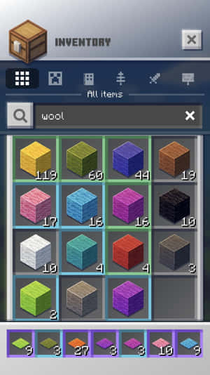 Minecraft Wool Inventory Wallpaper