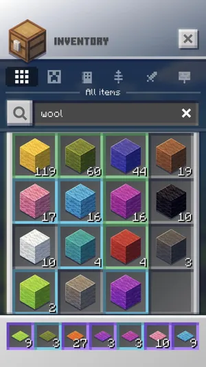 Minecraft Wool Inventory Wallpaper