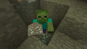 Minecraft Zombie Unleashes Terror At Night Wallpaper