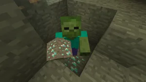 Minecraft Zombie Unleashes Terror At Night Wallpaper