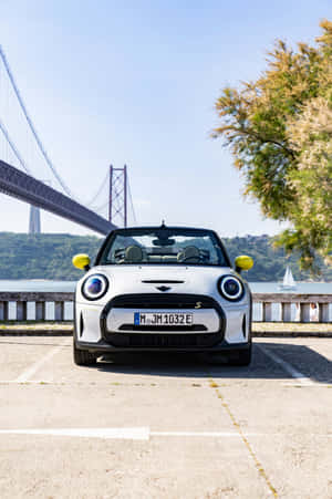 Mini Cooper S E Electric Front View Bridge Background Wallpaper