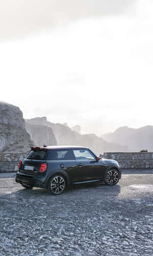 Mini Cooper S E Mountain Backdrop Wallpaper
