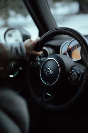 Mini Cooper Steering Wheeland Logo Wallpaper