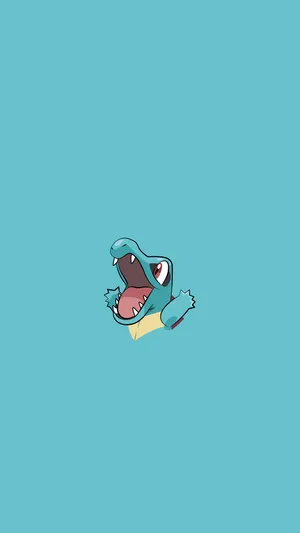 Mini Totodile In Teal Background Wallpaper