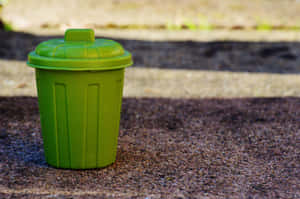 Miniature Green Trash Can With Lid Wallpaper