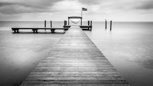 Minimal Black And White Dock Wallpaper