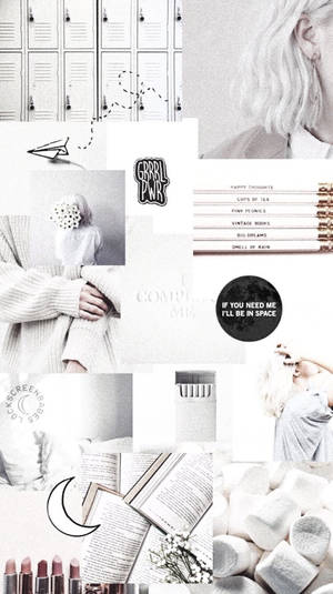 Minimalist Aesthetic Plain White Collage Wallpaper