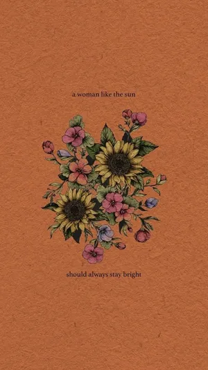 Minimalist Aesthetic Sunflower Quotes Painting Wallpaper