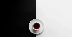 Minimalist Black White Tea Cup Wallpaper