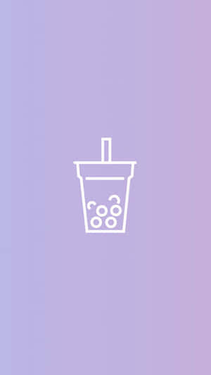 Minimalist Boba Tea Icon Purple Background.jpg Wallpaper