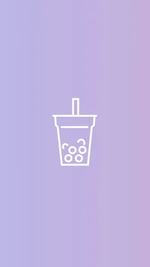 Minimalist Boba Tea Icon Purple Background.jpg Wallpaper