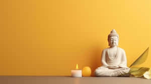 Minimalist Buddha Meditation Setup Wallpaper