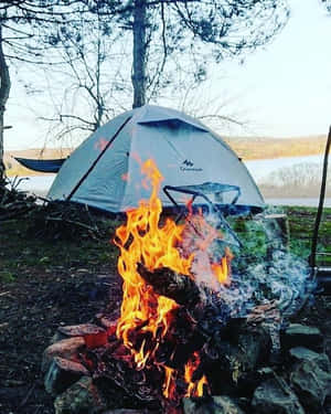 Minimalist Camping In Nature Wallpaper