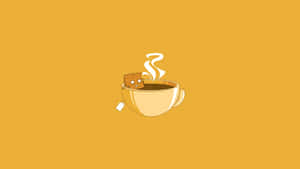 Minimalist Catin Tea Cup Illustration Wallpaper