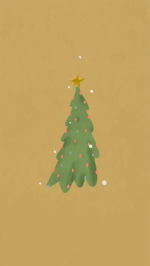 Minimalist Christmas Tree Illustration Wallpaper