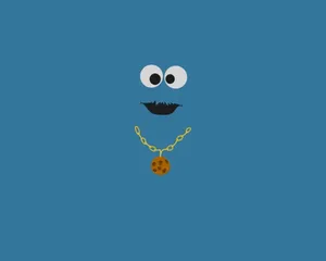 Minimalist Cookie Monster With Necklace Wallpaper