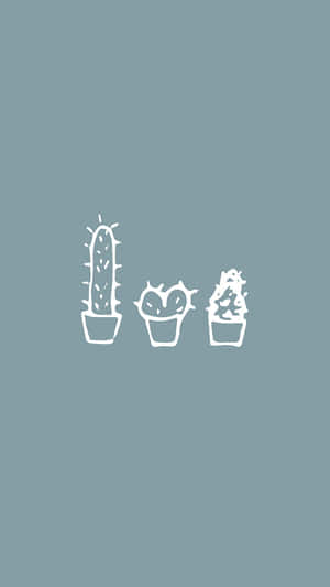 Minimalist Cute Plant Drawing Wallpaper