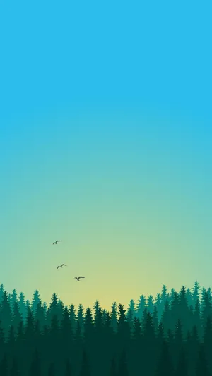 Minimalist_ Dawn_ Forest_ Silhouette Wallpaper