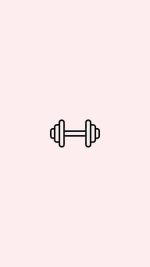 Minimalist Dumbbell Icon Pink Background Wallpaper