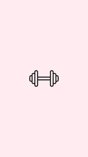 Minimalist Dumbbell Icon Pink Background Wallpaper