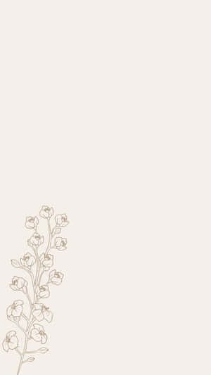 Minimalist Floral Sketch Art Wallpaper