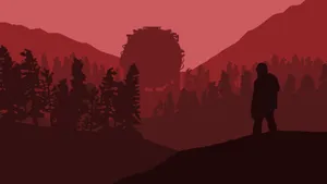 Minimalist Forest Rust Art Wallpaper