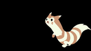 Minimalist Furret With Black Backdrop Wallpaper