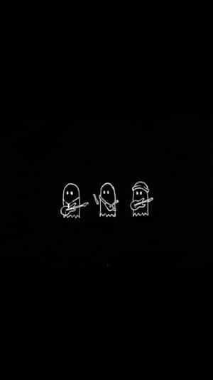 Minimalist Ghost Trio Art Wallpaper