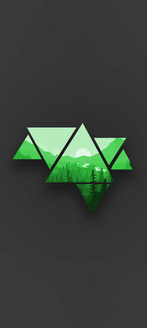 Minimalist Green Mountain Triangles Wallpaper