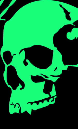 Minimalist Green Skull Graphic Wallpaper