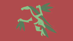 Minimalist Grovyle On Red Background Wallpaper