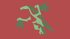 Minimalist Grovyle On Red Background Wallpaper