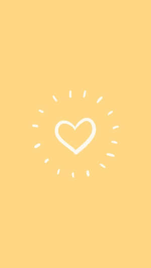 Minimalist Heart Cute Pastel Yellow Wallpaper