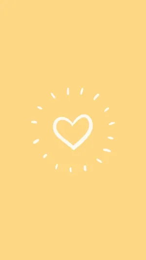 Minimalist Heart Cute Pastel Yellow Wallpaper