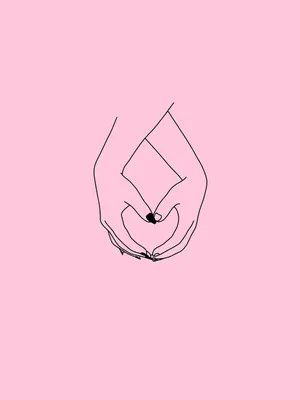 Minimalist Heart Hands Pink Background Wallpaper