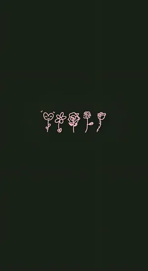 Minimalist Kpop Flower Line Art Wallpaper